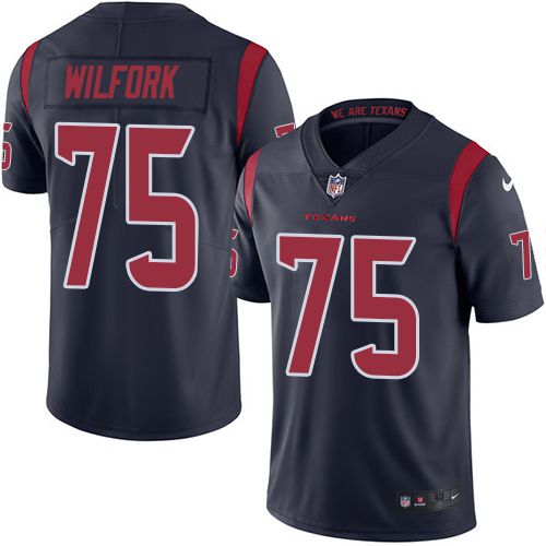 Men Houston Texans #75 Vince Wilfork Nike Navy Blue Rush Limited NFL Jersey